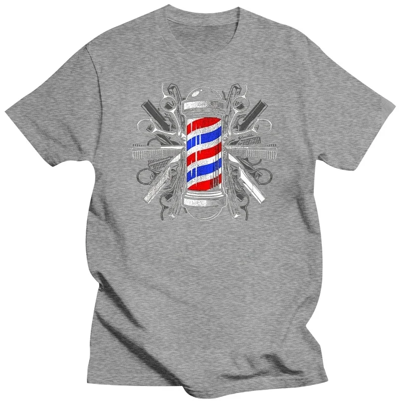 2019 New Summer Cool Tee Shirt Barbers Pole Scissor Hair Clippers Comb T Shirt - Barber Tee Cotton T-shirt