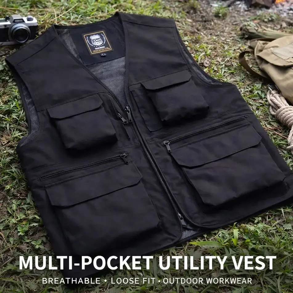 

2026 New Summer Men Sleeveless Outdoor Leisure Stand Collar Vest Men Solid Color Breathable Loose Thin Vest Male Waistcoat Hots