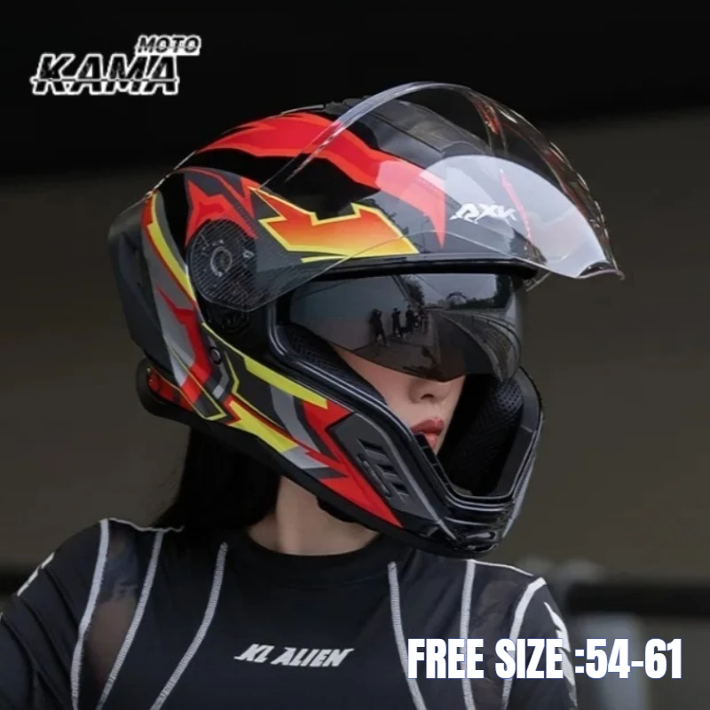 Motorcycle Full Helmet Large Tail Retro Cruise Motorcycle Helmet Double Lens Capacete Masculino Casco Moto Motorsiklet Kask