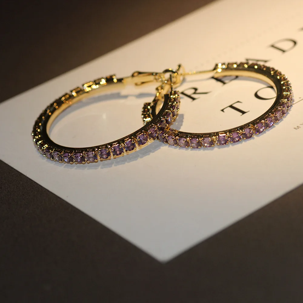 

Faionable round Micro-Set Zirconia Stud Earrings 925 Sterling Silver Women's Sle Geometric Pattern Gold Plated Artificial...