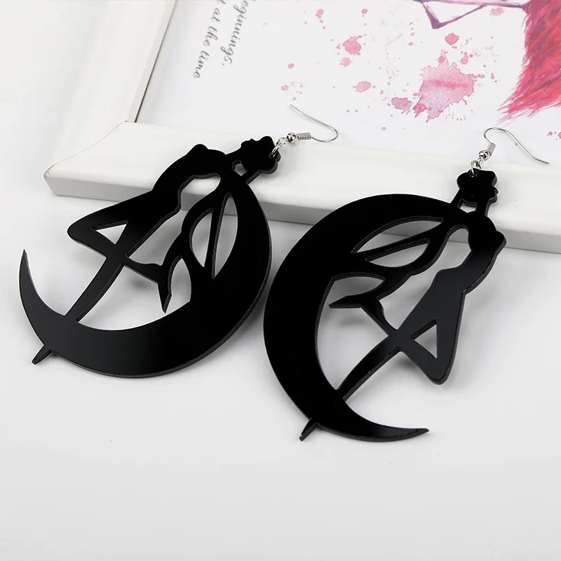 Sailor Moon Earrings Anime Dangle Sexy Large Hanging Unusual Black Pendants Modern Women's Drop Earrings 2022 Designer Jewelry