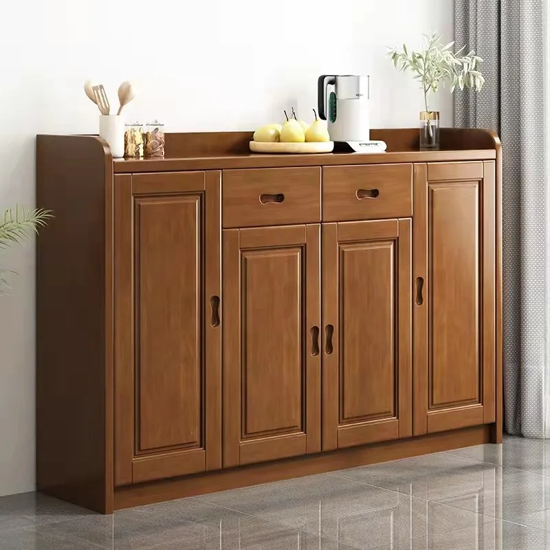 New Chinese modern shoe cabinet, all solid wood, two or three doors, home door storage, shoe rack, locker, layered oak cabinet