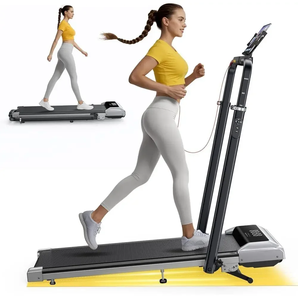 

Portable 6-in-1 Treadmill with 12% Incline, Adjustable Handle, App, and LED Display for Home or Office Use