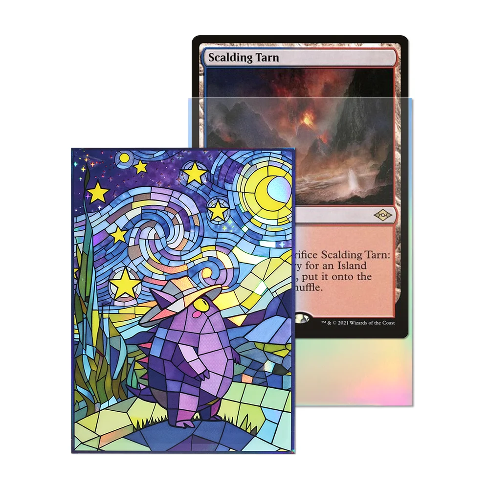 60 Stück 66x91mm Holographische Glas-Effekt Laser-Kartenhüllen Glänzende Spielkarten-Schutzhüllen für PKM/PTCG/TCG Spielkarten – Detail 11
