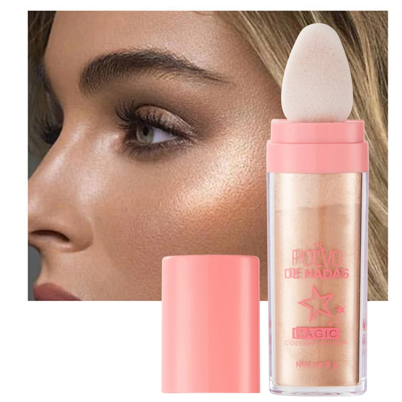 Face Highlighter Powder Makeup, Body&Face Highlighter Powder Stick Brightenning Contouring Shinning Glowing Natural Shimmer Pink