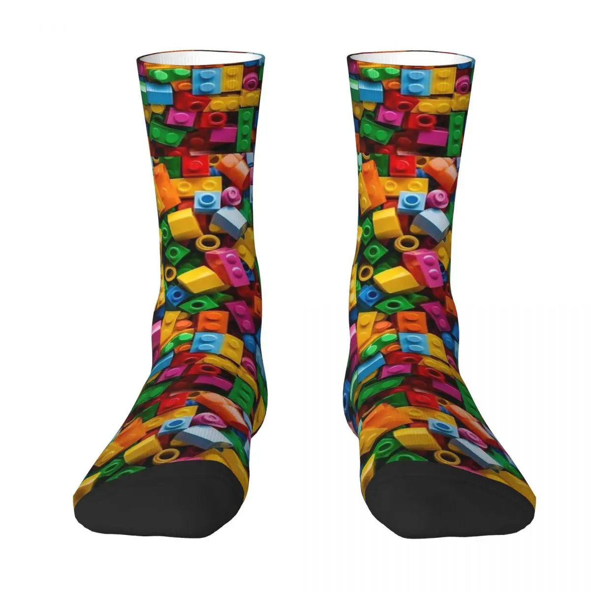 Lego Texture 2 Stockings Men Colorful Building Brick Pattern Socks Soft Breathable Socks Spring Running Sports Non Slip Socks