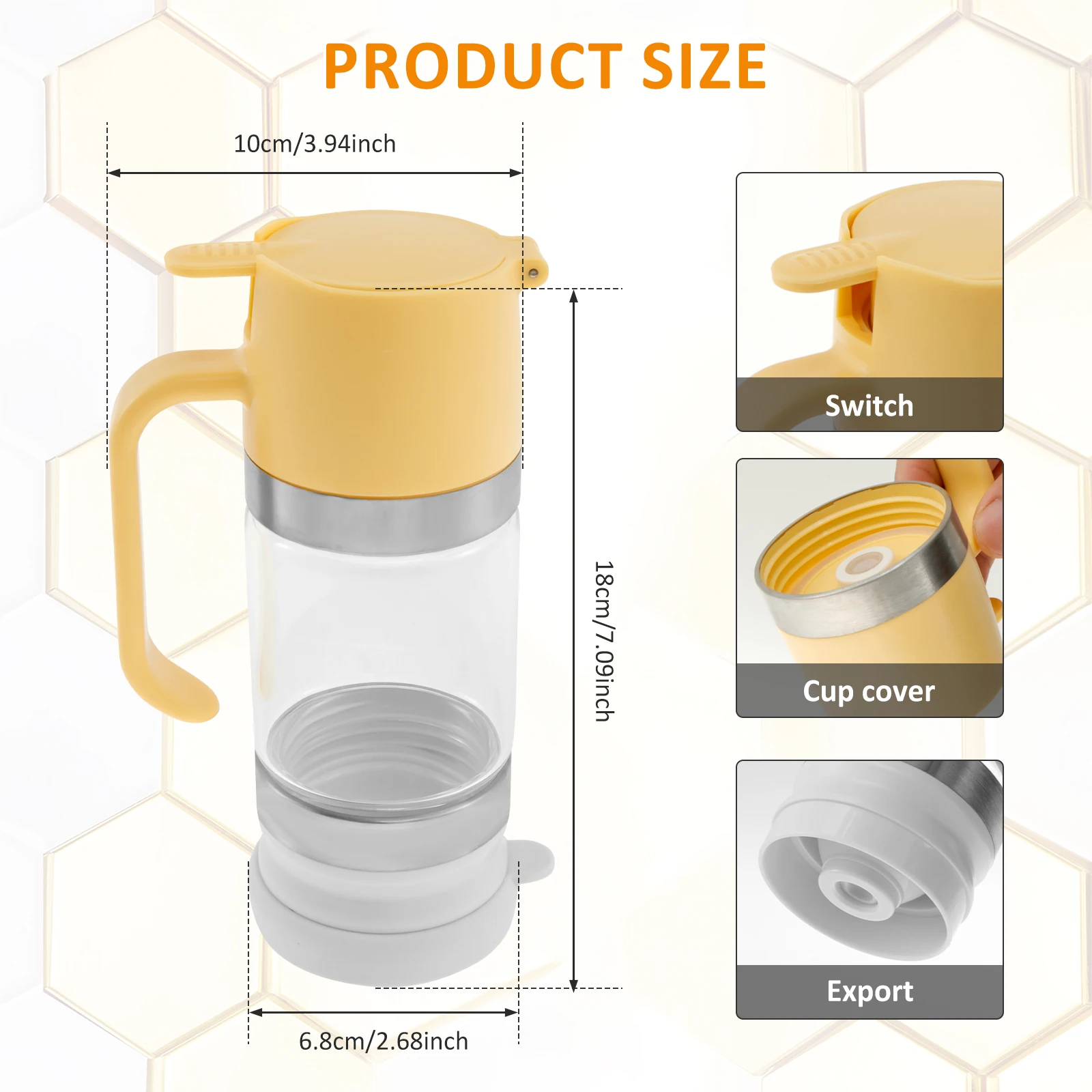 موزع العسل موزع شراب القيقب الزجاجي مع مقبض لا موزع العسل بالتنقيط جرة زجاجة زيت متعددة الوظائف أداة المطبخ #6