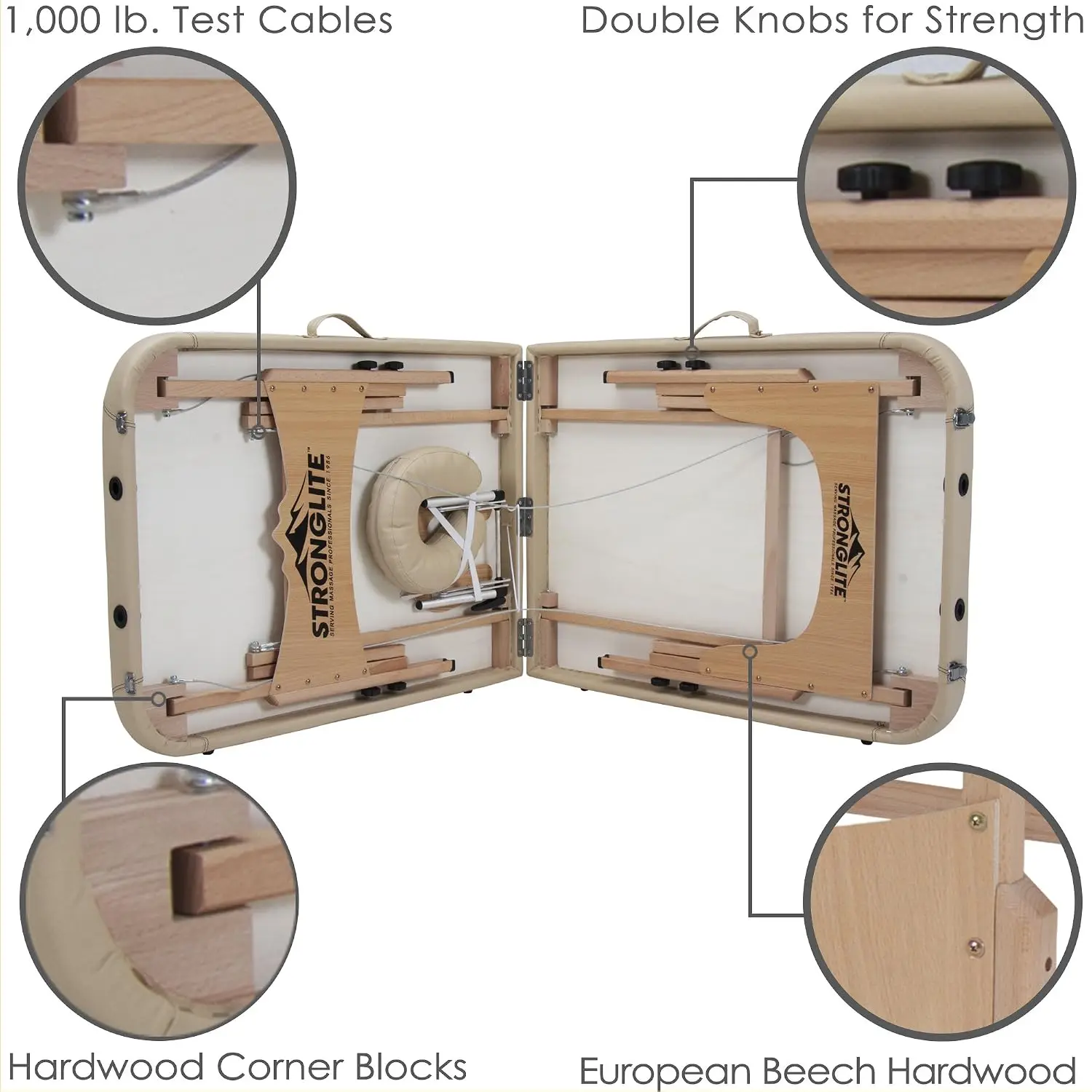 Portable Massage Table Package Olympia - All-In-One Treatment Table w/ Adjustable Face Cradle, Pillow, Half Round Bolster