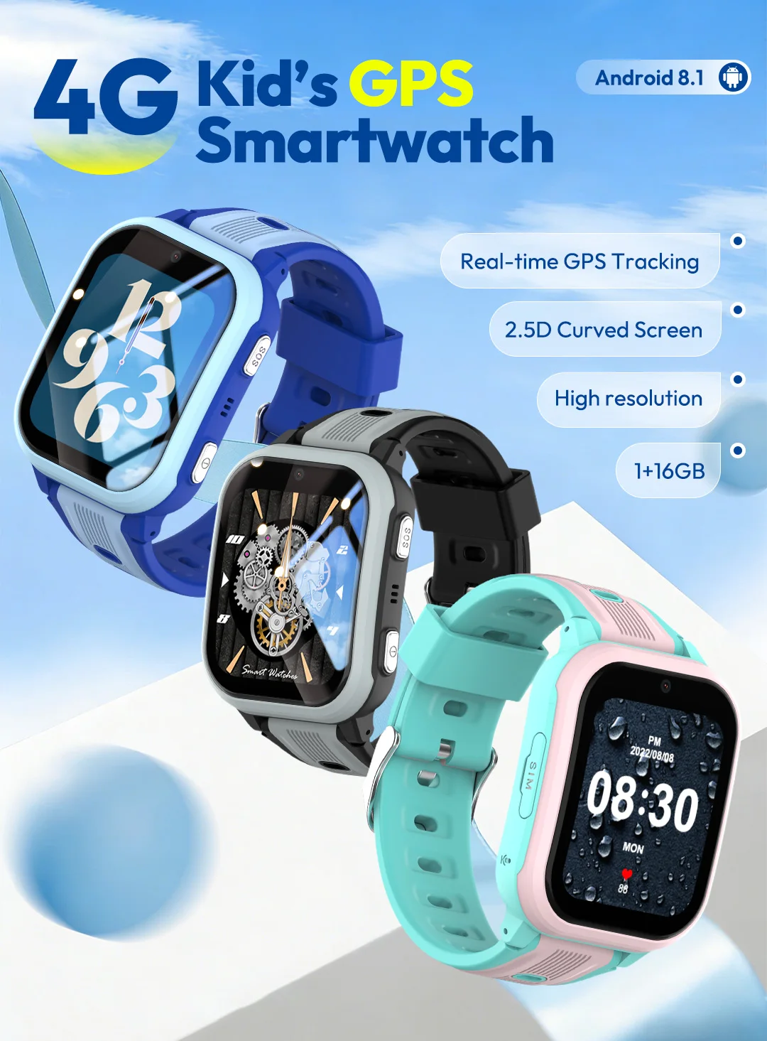 

KT41 Smart Watch - 4G Phone Children's Watch - High-Resolution Screen - Birthday Gift - GPS - Suitable for Both Boys and Girls
