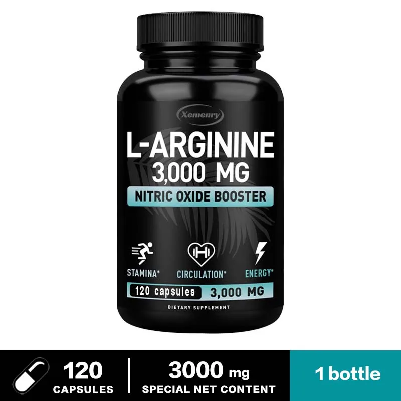 L-Arginine Capsules 3000mg - Nitric Oxide Boosters - Improve Energy, Endurance, Performance, Build Muscle Mass