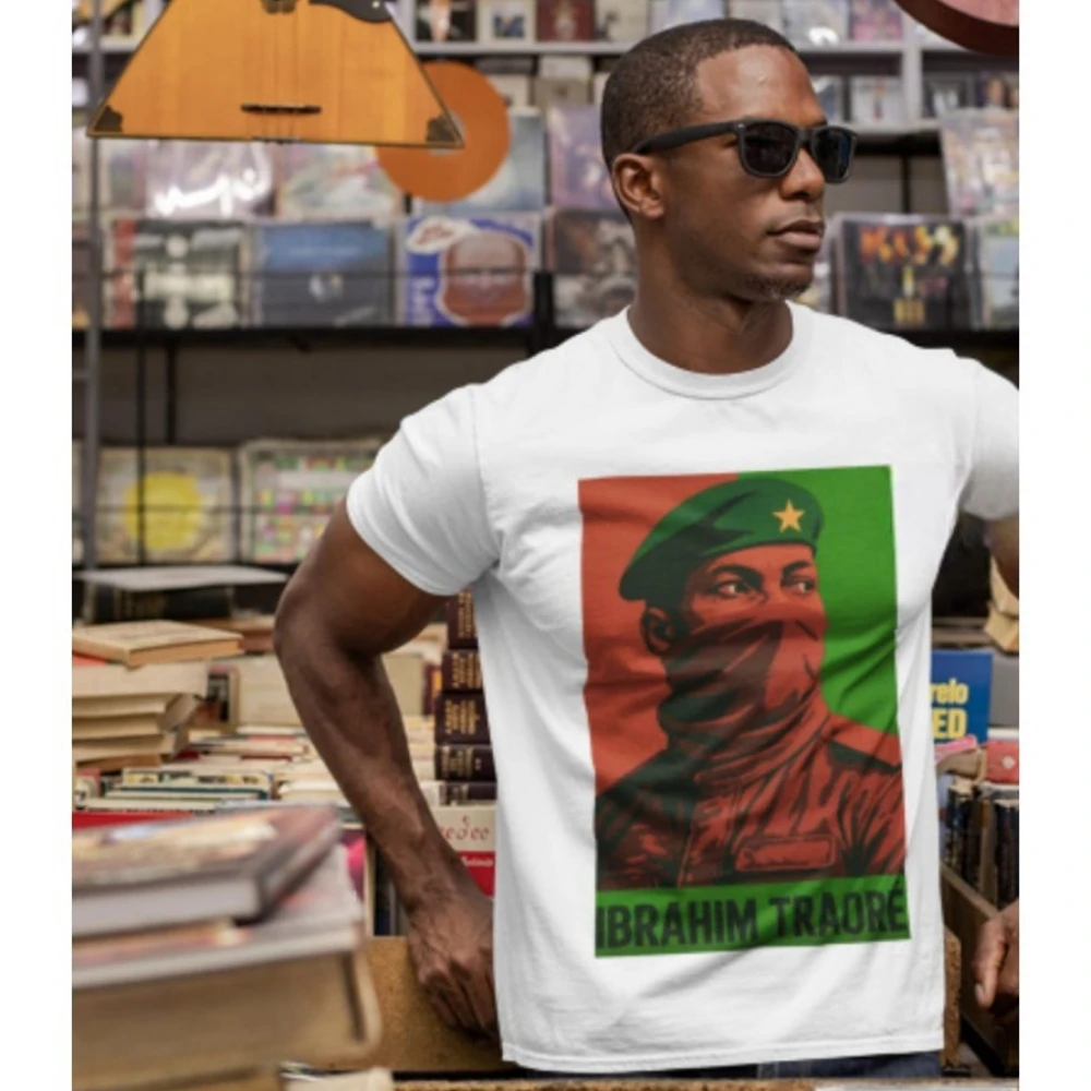 Ibrahim Traore Face Burkina Faso Free Africa Tees Unisex Men Shirt Tribute Ibrahim Traore Mens T-shirt High Quality Cotton Tops