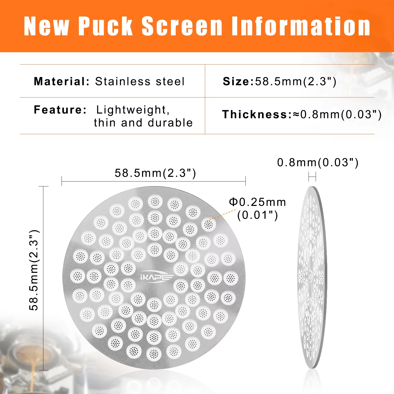 IKAPE Espresso V2 Puck شاشة لتخمير القهوة شاشة تصفية دقيقة ترقية المنزل باريستا 51/54/58 مللي متر أداة القهوة المهنية