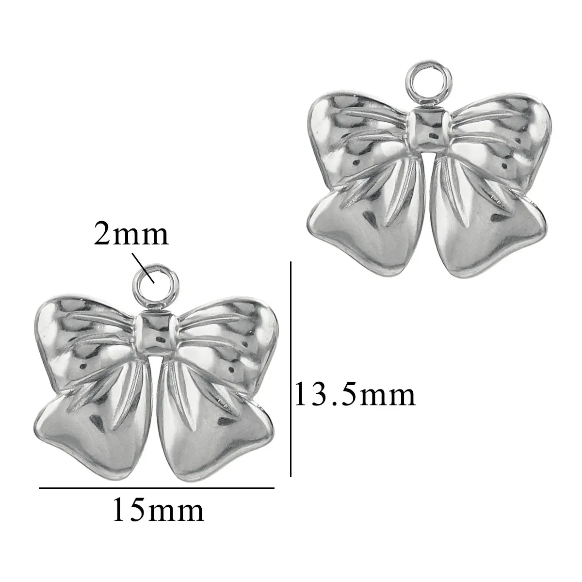 5pcs Stainless Steel Bow Waterproof Gold Charm