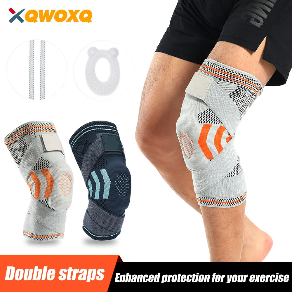 1PCS Sports Knee Compression Sleeves with Silicone Gel & Spring Support & Adjustable Straps,Knee Patella Protector for Knee Pain