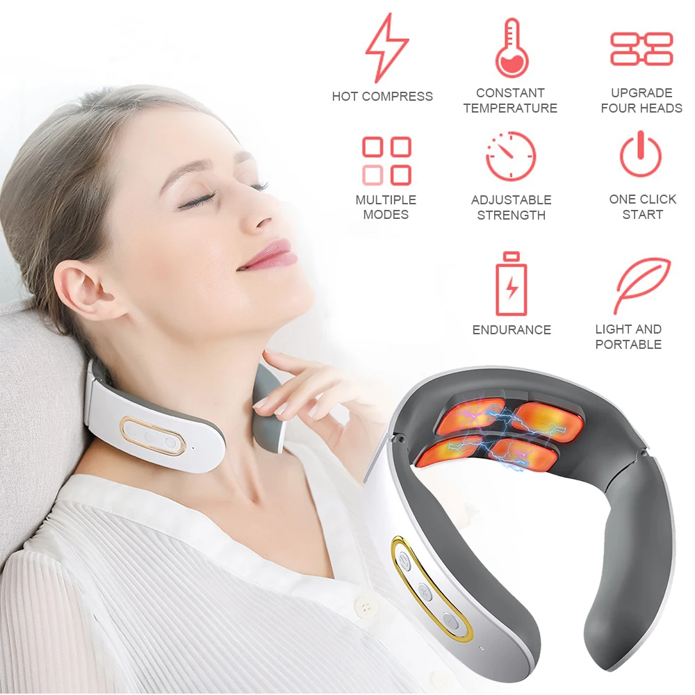 6 Mode 9 Levels Adjustable Cervical Massager Neck Shoulder Pulse Neck Massager Massage Neck Pulse Warm Pressing Neck Pressing