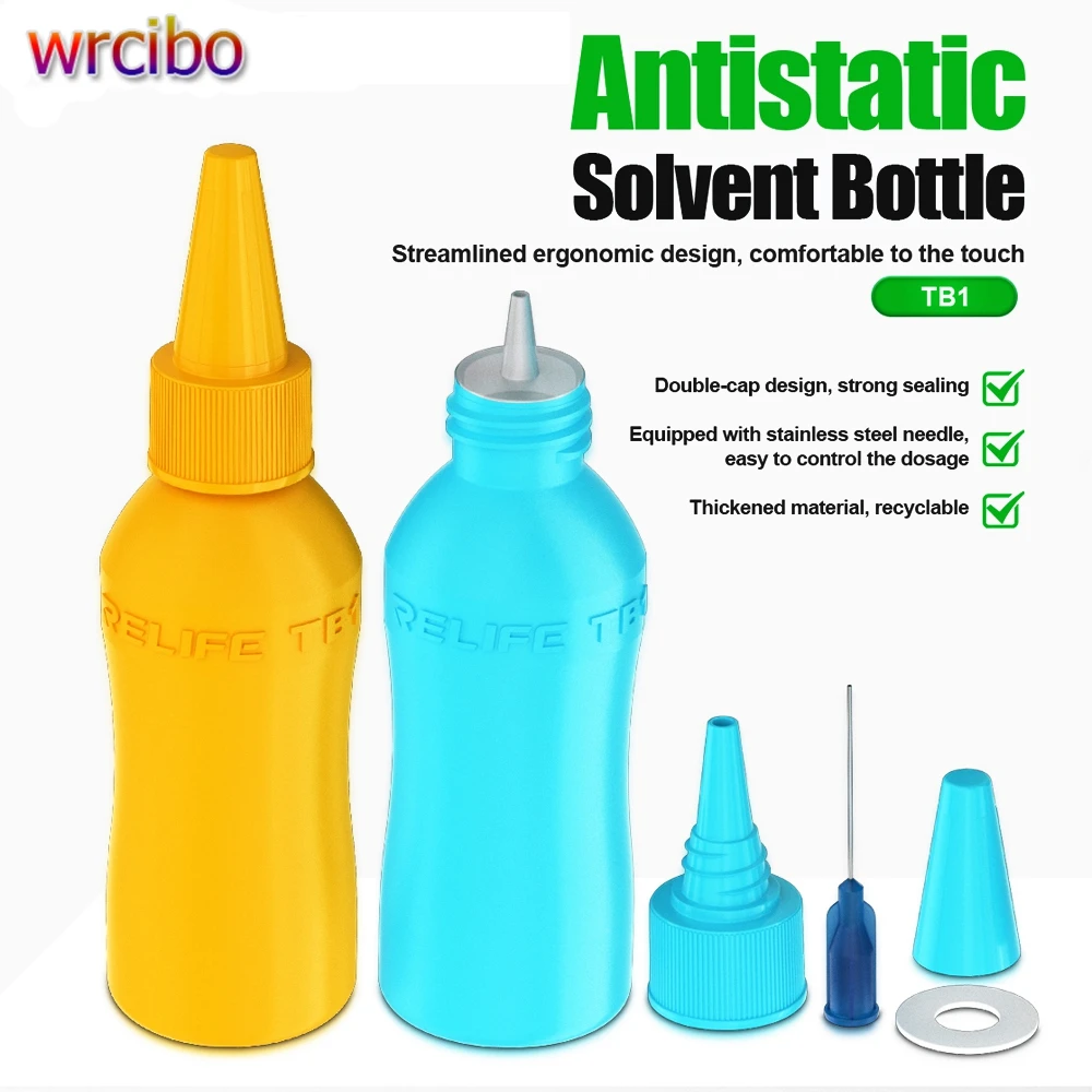 RELIFE TB1 50ml Anti-Static Solvent Bottle Liquid Alcohol Bottle Dispenser For Rosin Solder Flux Paste PCB Cleaning DIY Repair