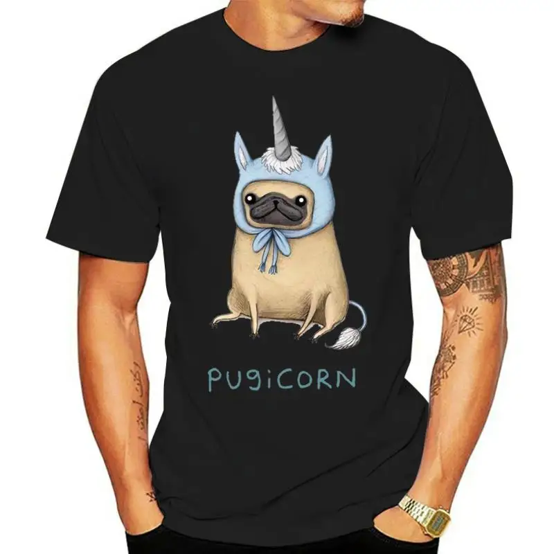 Pug T Shirt Pugicorn Fawn T-Shirt Oversized Basic Tee Shirt Print Male Cute Short Sleeves 100 Cotton Tshirt