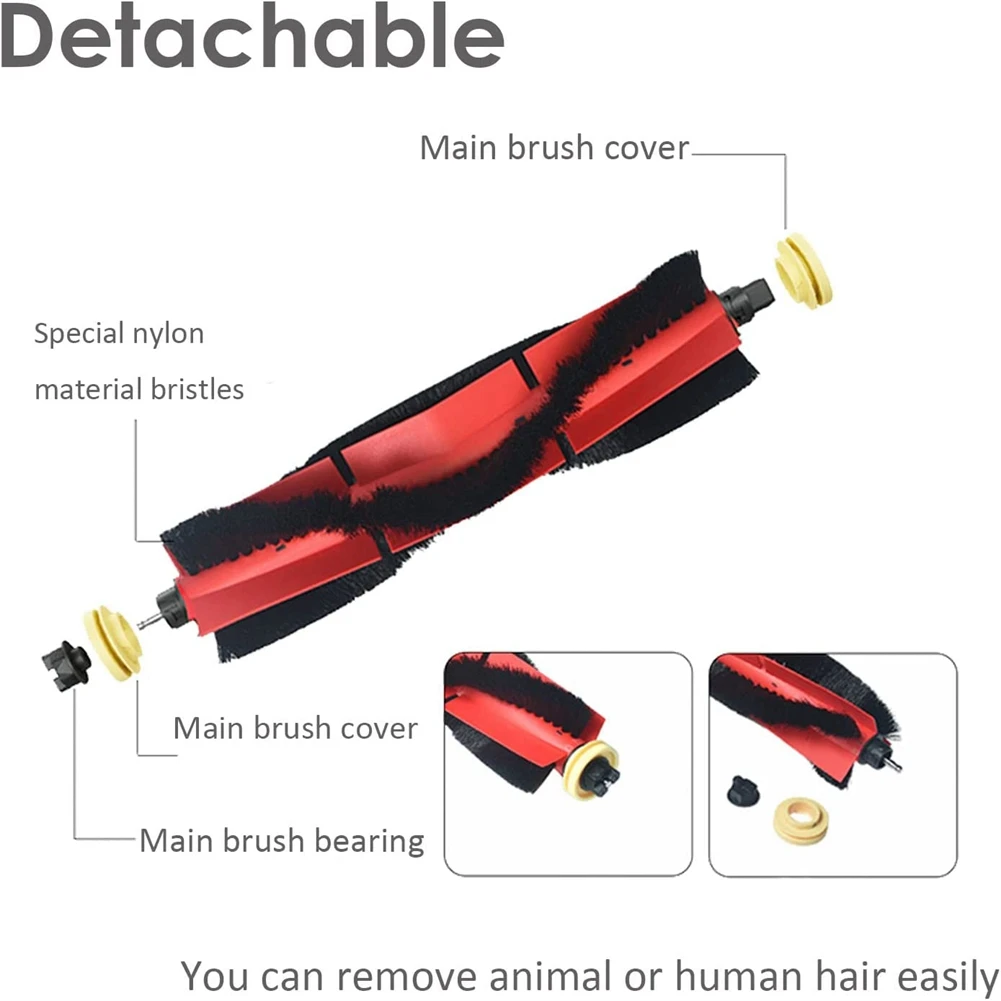 Parts Detachable Main Brushes for Roborock S6 MaxV, S6, S6 Pure, E4, S4, S5, S5 Max, S5,S50, S51, E25, E35 Roller Brush