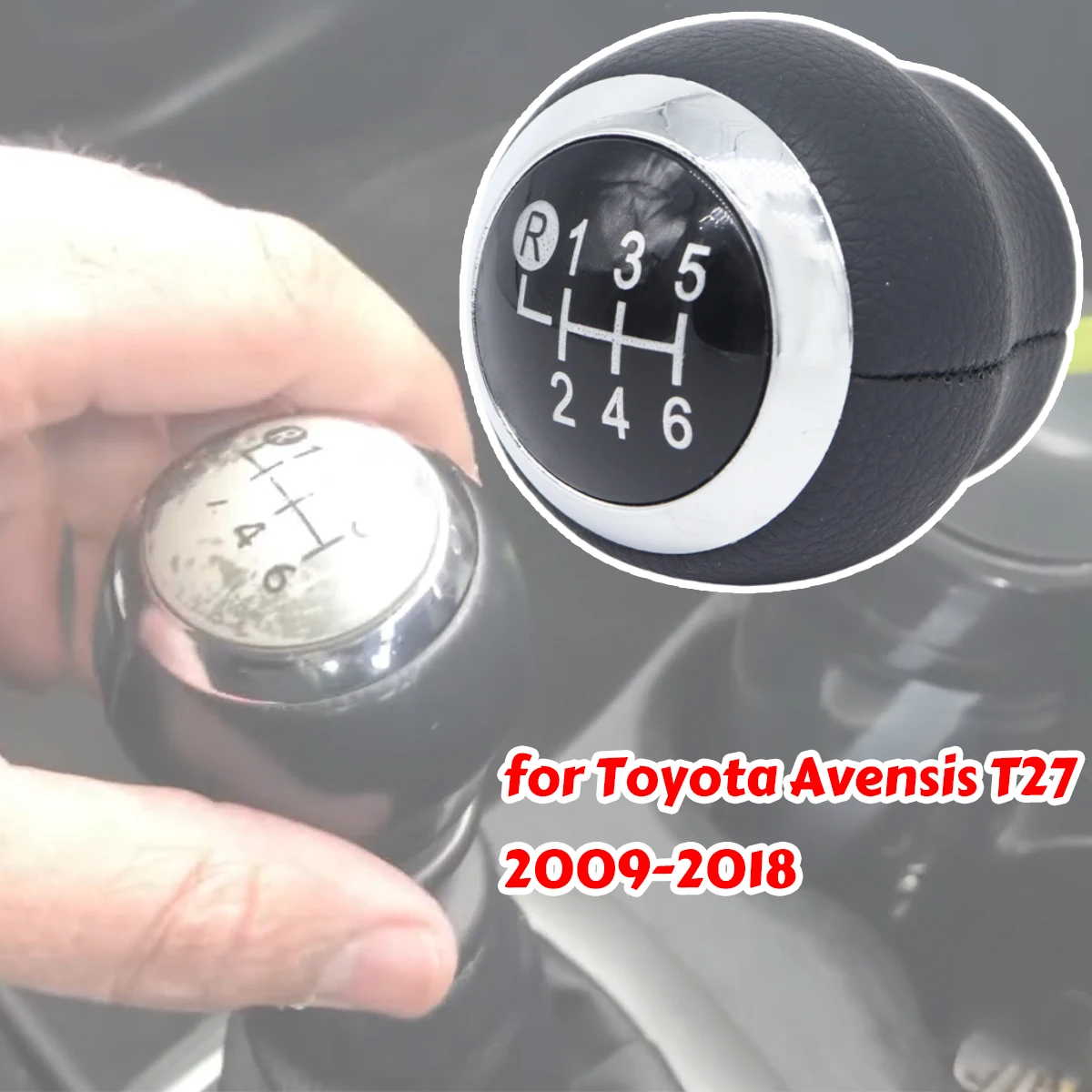 

6Speed Gear Shift Knob Lever Shifter Stick Handball Cover for Toyota Avensis T27 2009-2018 Pen Chrome M12 Round Head R Up Parts