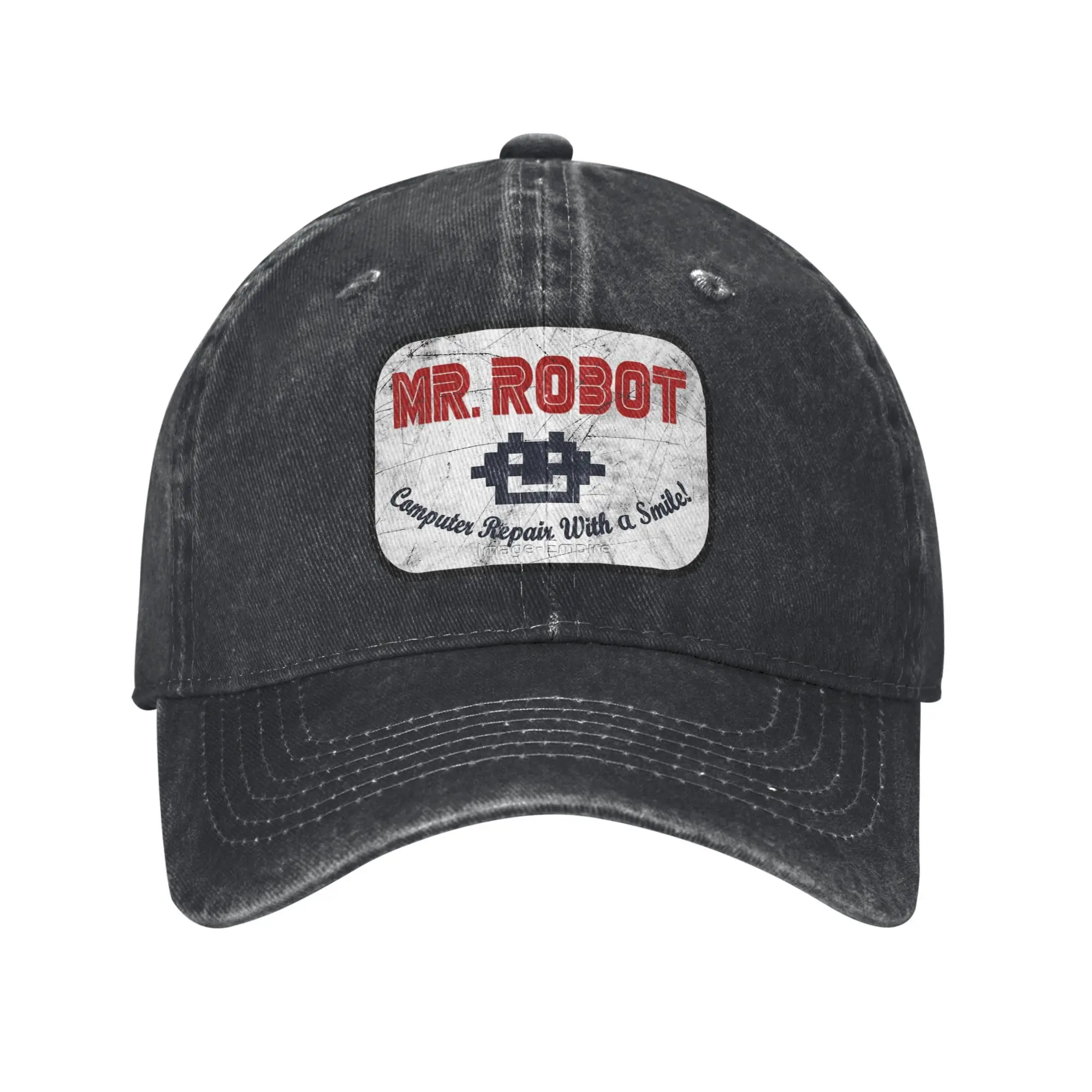 Mr. Robot Computer Repair Smile Baseball Cap Vintage Distressed Denim Washed Classic TV Series Headwear Outdoor  Adjustable Hat