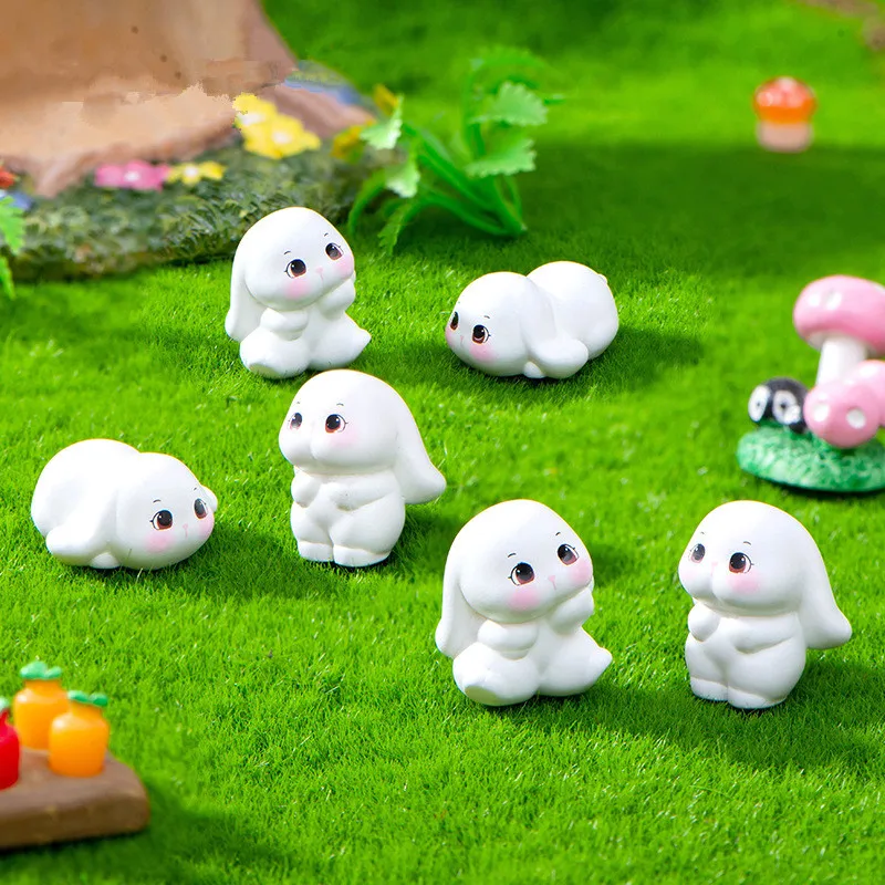 

Figurines Miniatures Cartoon Cute Rabbit Micro Landscape Ornaments For Home Decorations Room Decor DIY Desktop Car Decoration
