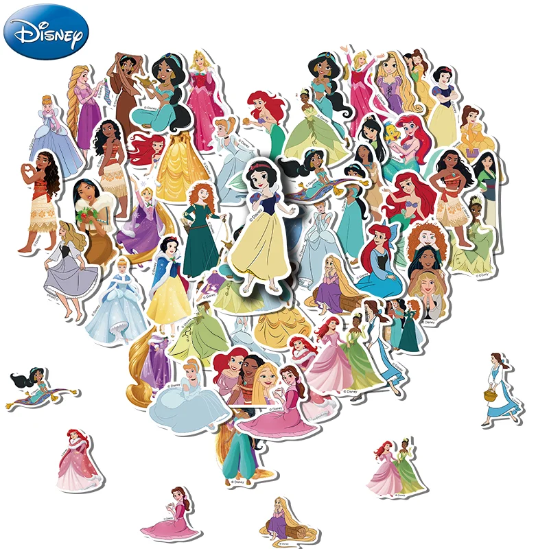 

52PCS Disney Cartoon Cute Princess Scrapbook Stickers DIY Diary Laptop Luggage Skateboard Graffiti Decal Classic Toys