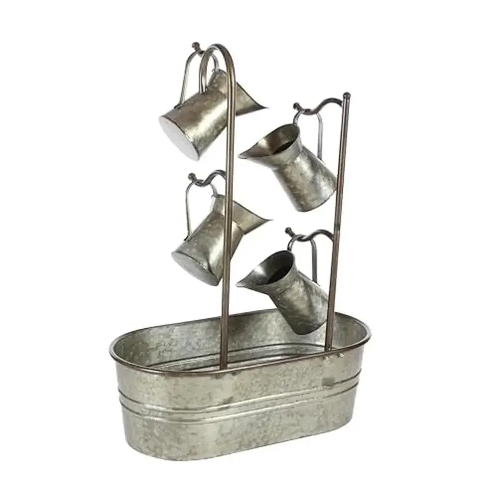 Iron Watering Can Fountain Rustic Gray Galvanized 24