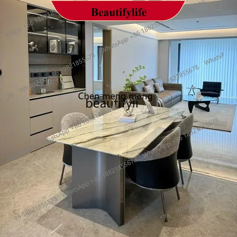 

z183 Dining table High-end household light luxury designer rectangular villa natural marble dining table