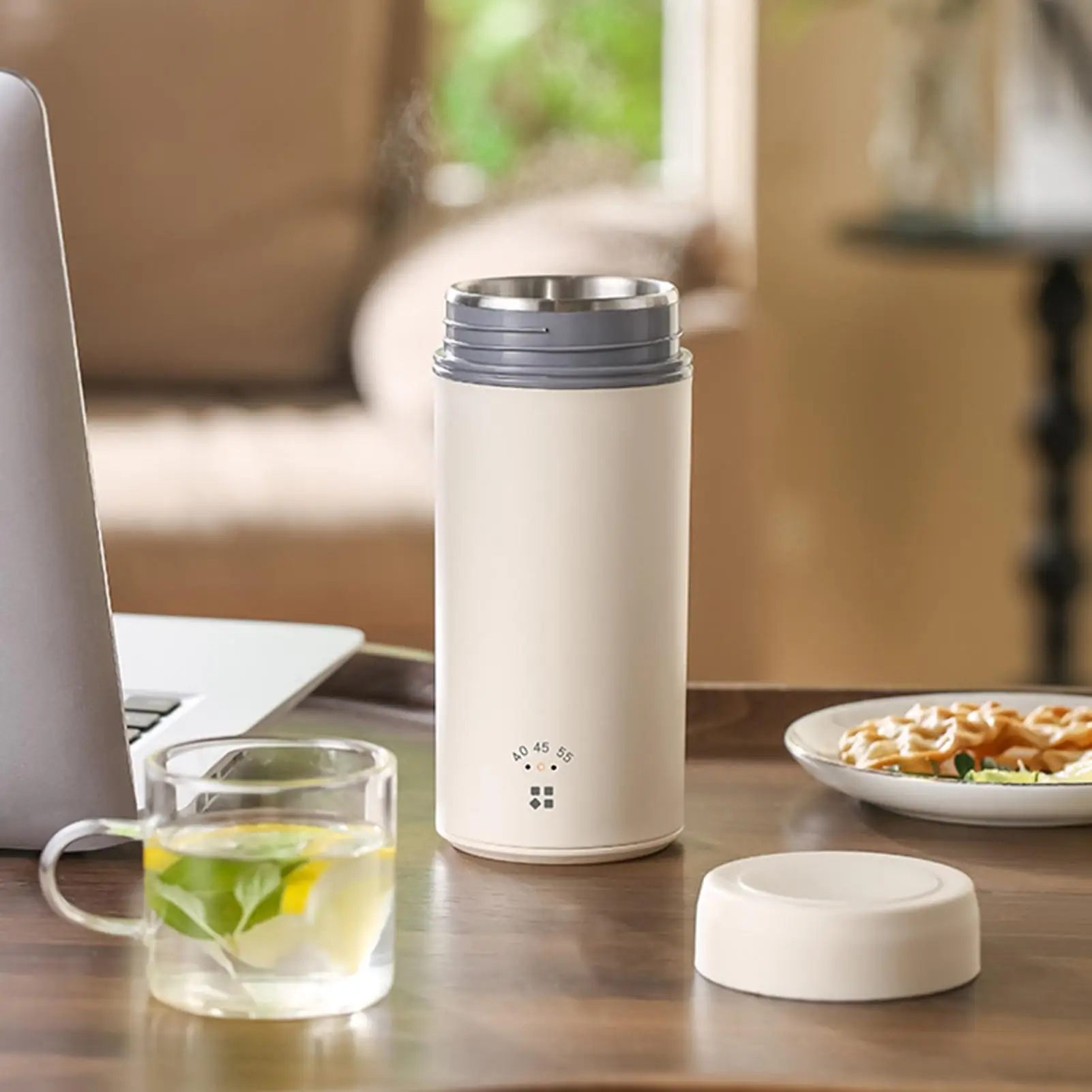 Car Heating Cup 260ml Leakproof Stainless Steel Liner Cup Portable Electric Car Kettle for Coffee Milk Tea Traveling Commuting
