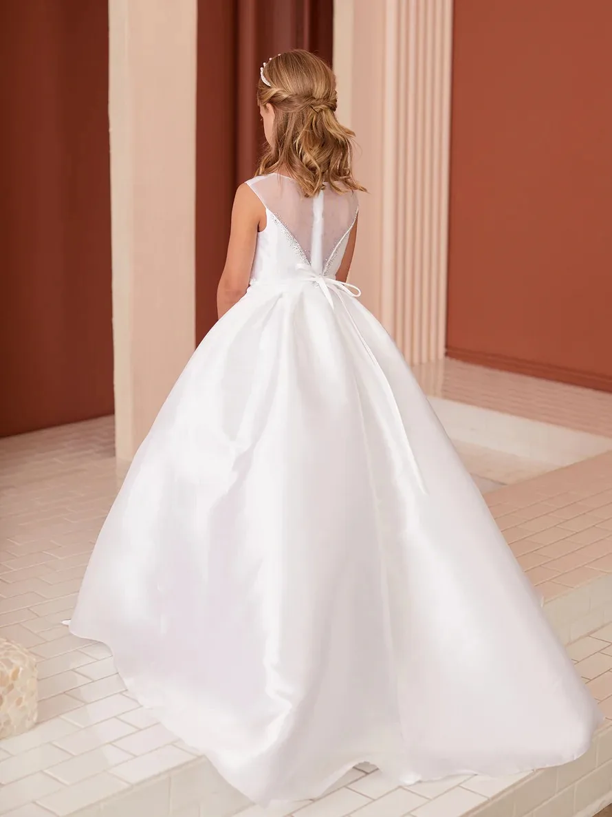 Girls' wedding dresses, lotus leaf sleeve dresses, mesh princess dresses, wedding banquets, party performances communion dresses