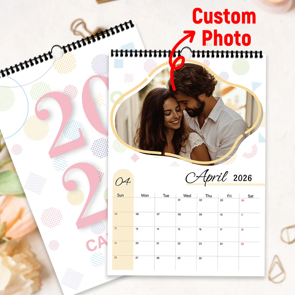 

1 шт. 2026 индивидуальный календарь-персонализированный настенный календарь, загрузка 6 фотографий, настенный календарь, подарок на день рождения, Рождество, Новый год