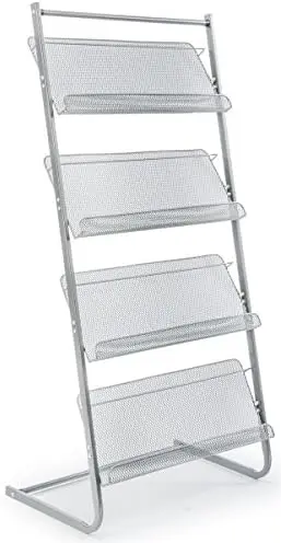 Magazine Rack for Offices, Stores or Retail, (4) Mesh Shelves, 23.5