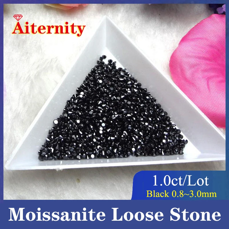 Number 8 NO TAX 100% Blac Color 0.7mm to 5.0mm Round Cut Lab Grown Loose Moissanites Stone Test Positive for Jewelry Accessories