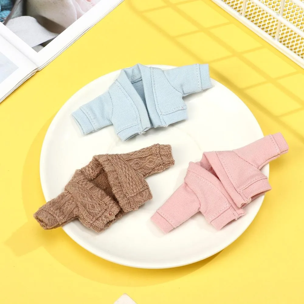Lalka Mini dzianinowy sweter kardigany Casual Dress ubrania dla 1/11 1/12 lalki dla dzieci DIY zabawki prezentowe dla OB11 akcesoria dla lalek — zdjęcie 4