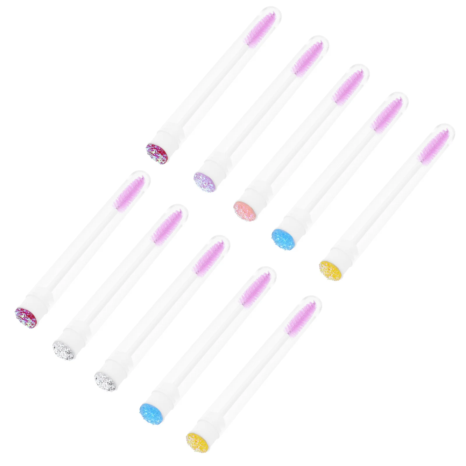 Brosse à cils en tige de cristal, baguettes de Mascara portables, Tube réutilisable, applicateur de maquillage, peigne à sourcils, 10 pièces