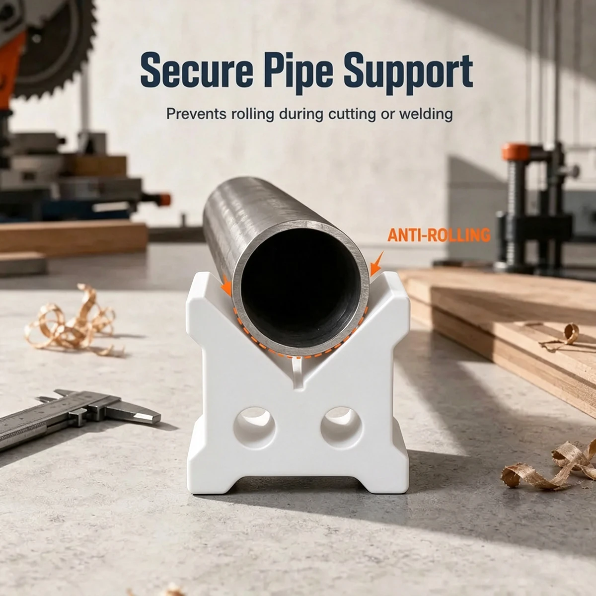 2-Pack DIY Manual Cutting Anti-Roll Bracket, V-Shaped Pipe Support Fixture, Round Pipe Steel Pipe Cutting and Welding Fixing Bracket, Woodworking Auxiliary Support, Pipe Cutting Limit Bracket, Household Tool Holder, Cu