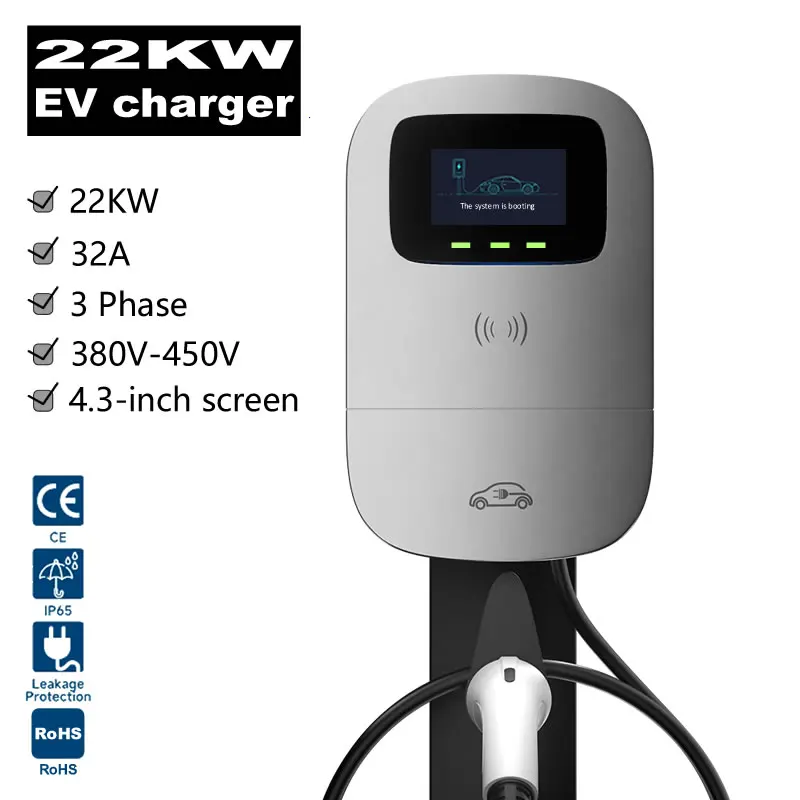 JIGU 22 kw Electric Car Charger 32A 3 phase APP Control EV Home Fast Charger 380 volts Charging Tppe 2 Charging Station