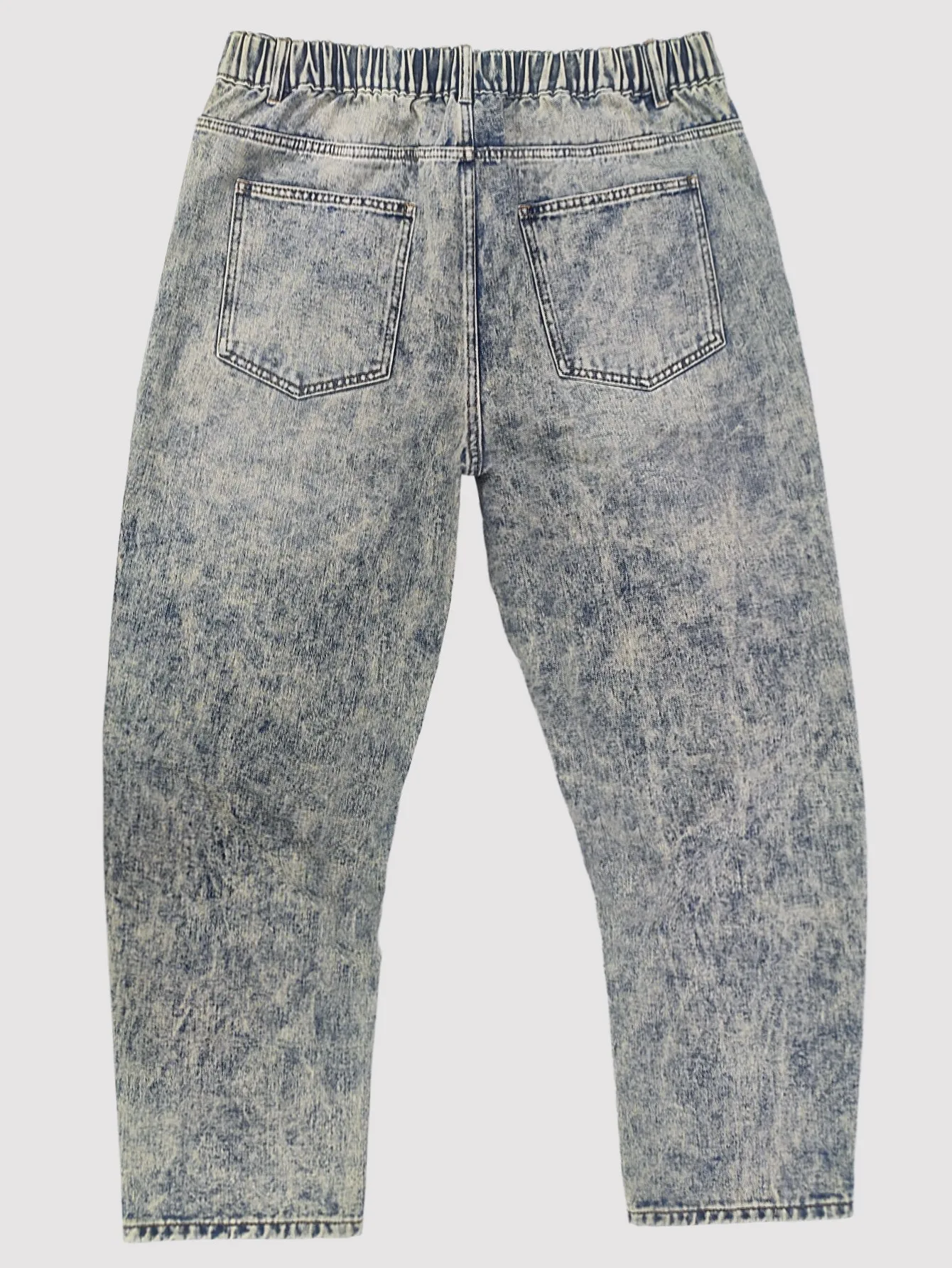 Plus size men's ripped gray blue washed jeans heavy industry multi-layer raw edge ripped straight trousers handsome trendy men
