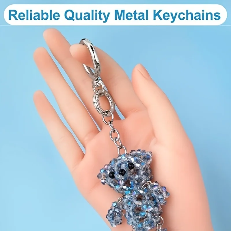2pcs Double-opening Key Rings, DIY Keychain Clips, Round Spring Hooks for Key Rope DIY Handcrafts, Zinc Alloy Rotating Keychain