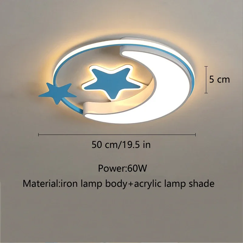 Imagem -05 - Lua e Estrela Led Luz de Teto Luminária para Quarto das Crianças Quarto do Bebê Lâmpada da Menina Iluminação Infantil