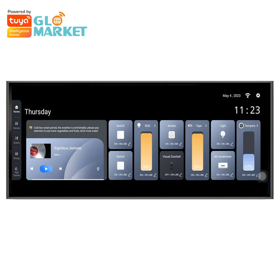 

Glomarket 12 Inch Multi-function Music Host Touch Screen Zigbee Gateway Wall Central Control Panel for Intelligent Scenes Switch