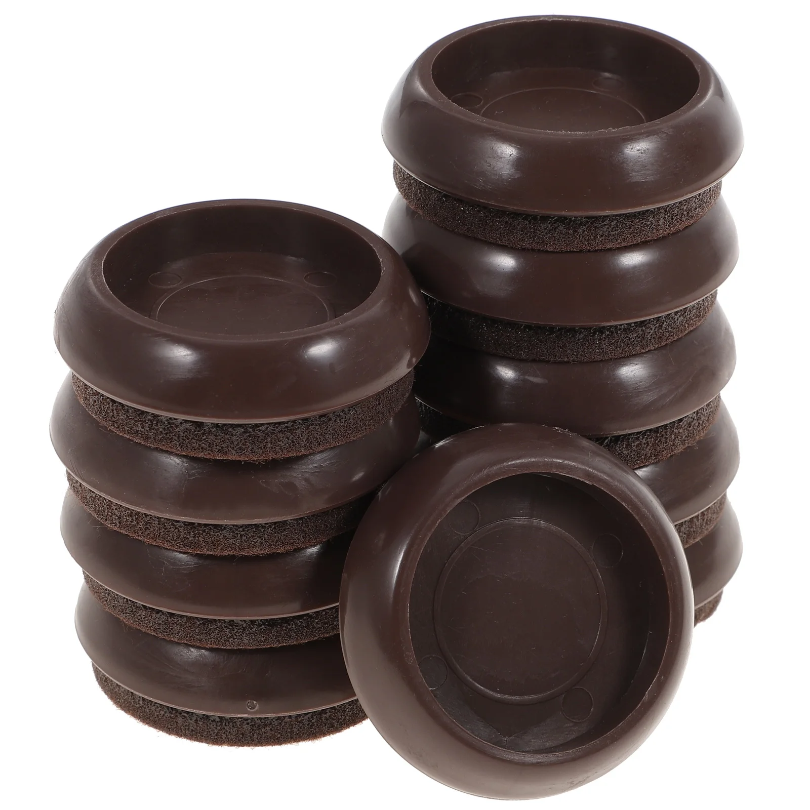 

10pcs Anti Slip Caster Cups Non Skid Furniture Grippers Felt Pads Round Rubber Floor Protectors Chair Stoppers Desk Table Sofa
