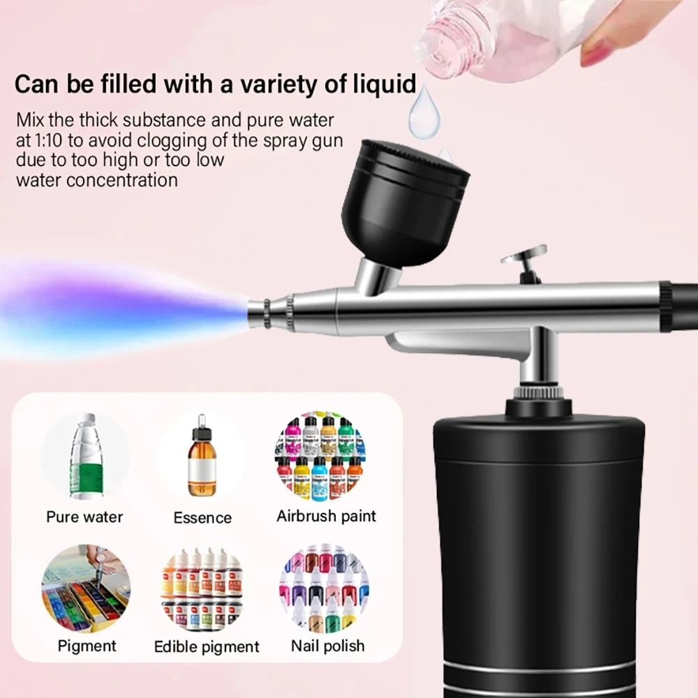 HOMEFISH Airbrush Painting Mini Spray Gun for Painting Wireless Electric Paint Gun Airbrush Kit with Compressor