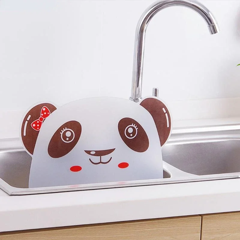 Thickened kitchen cute panda bear sink splash-proof water baffle pool baffle with suction cup baffle