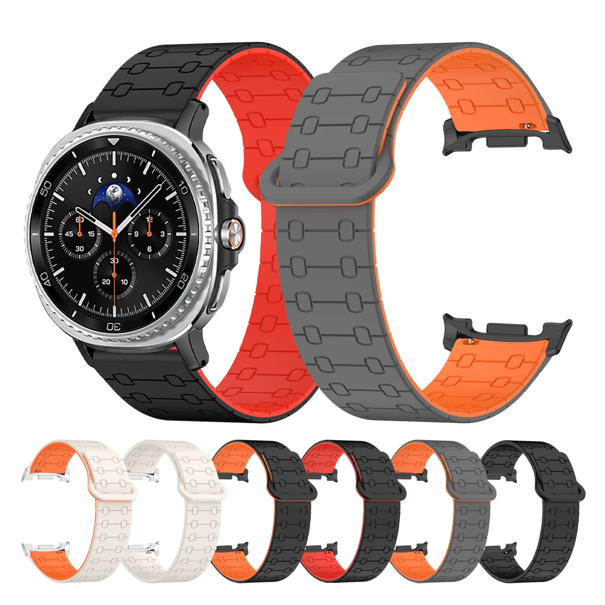 لا توجد فجوات حزام سيليكون مغناطيسي لساعة سامسونج جالاكسي 8 40 مللي متر 44 مللي متر/8 كلاسيكي 46 مللي متر حلقة حلقة لملحقات الساعات الذكية سامسونج