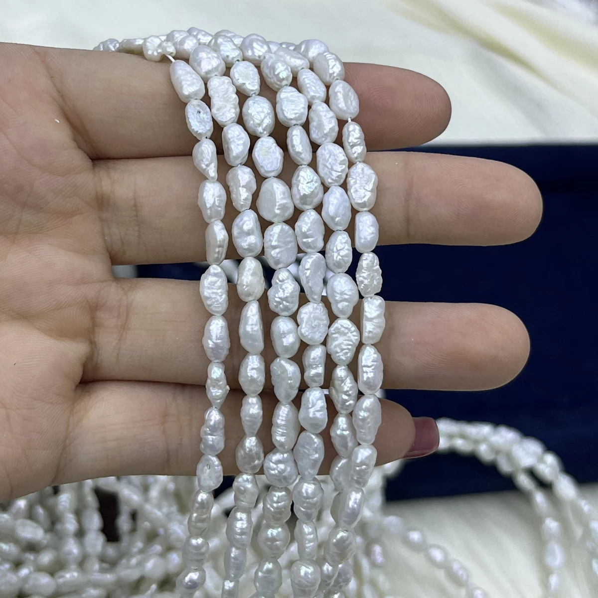 

Natural Freshwater Pearl 4-5mm 4A Rice-Shaped Irregular Sparkle Bead Jewelry Make DIY Necklace Bracelet Accessories Gift Wedding