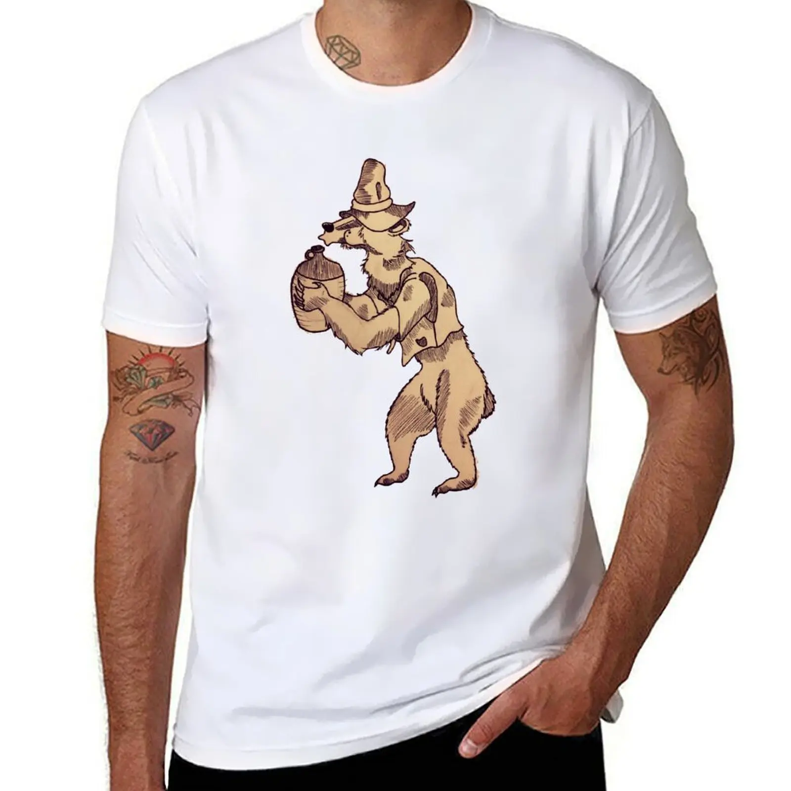 

Bear on the Corn Jug T-Shirt man t shirts cotton man t shirt heavy cotton T-Shirt