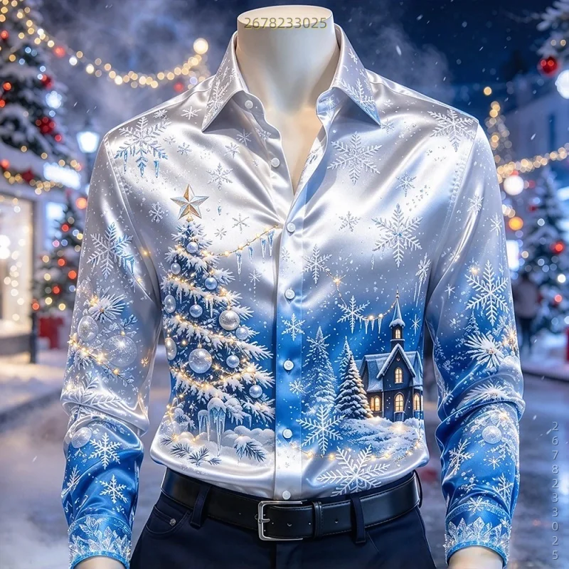 Men's Christmas Tree & Snowflake Shirt — product detail 4