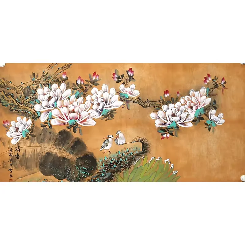 

Chinese traditional flower and bird custom art deco wall hanging hand-painted furniture landscape ink painting