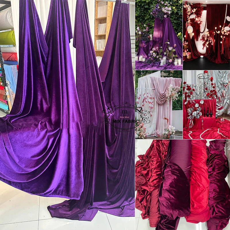 Purple Velvet Fabric for Christmas Decoration Wedding Party Decoration Curtain Cloth Handmade DIY Dress Sewing Materials